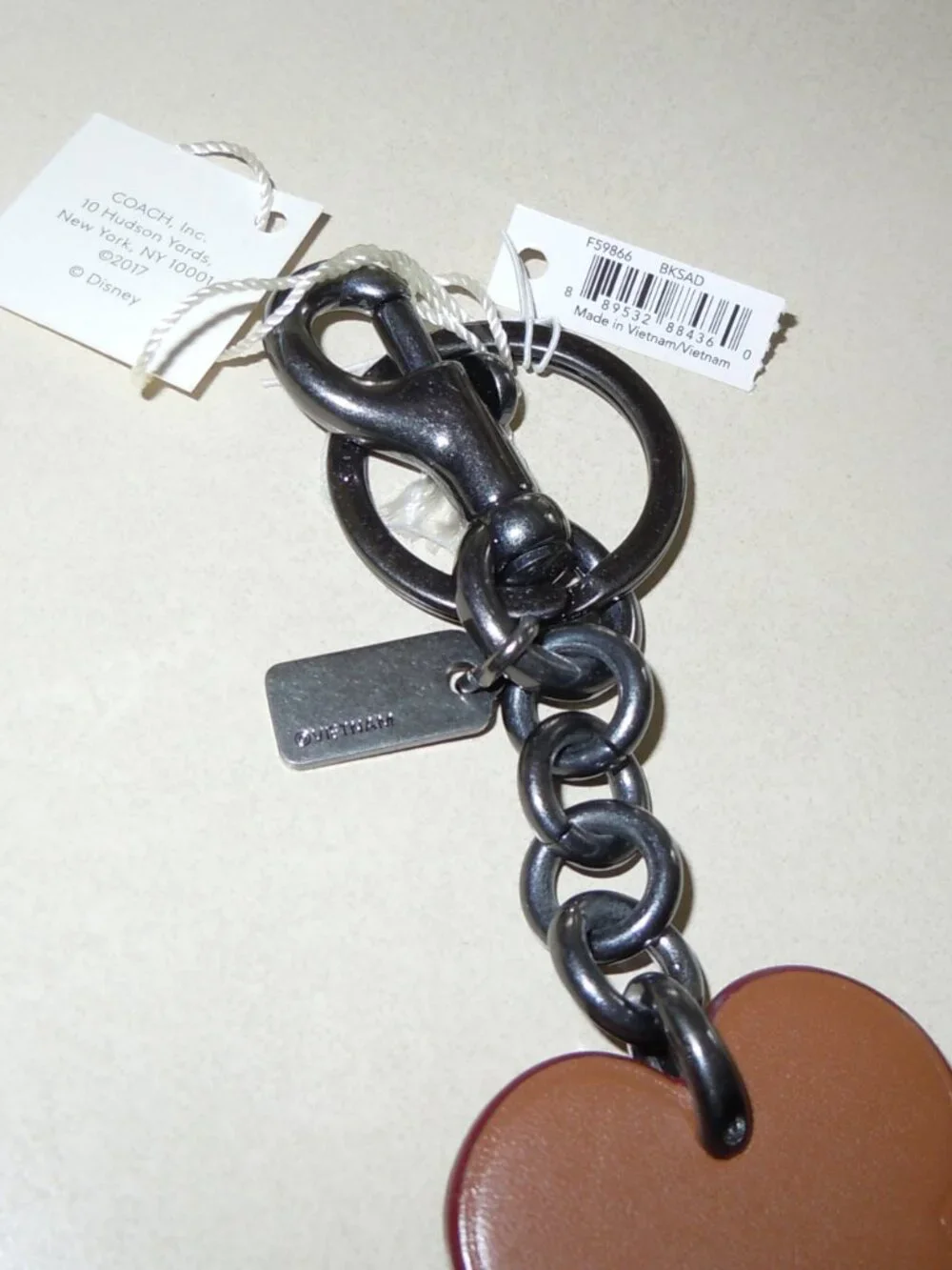 COACH X DISNEY MICKEY MOUSE LEATHER BAG CHARM F59866 NWT